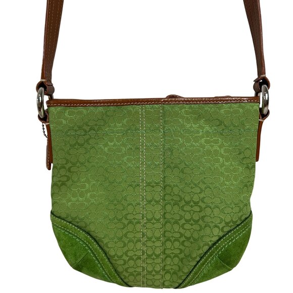 Vintage Coach Lime Green Signature Crossbody Bag Y2K - Picture 3 of 14